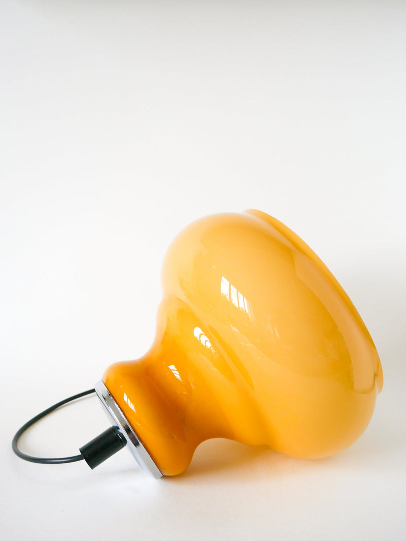 Suspension En Opaline - Jaune Moutarde - Design - 1970