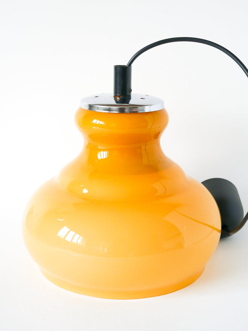 Suspension En Opaline - Jaune Moutarde - Design - 1970