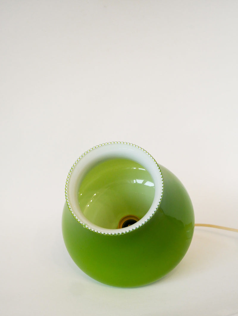 Suspension En Opaline - Vert Pomme - Mushroom - Design - 1970