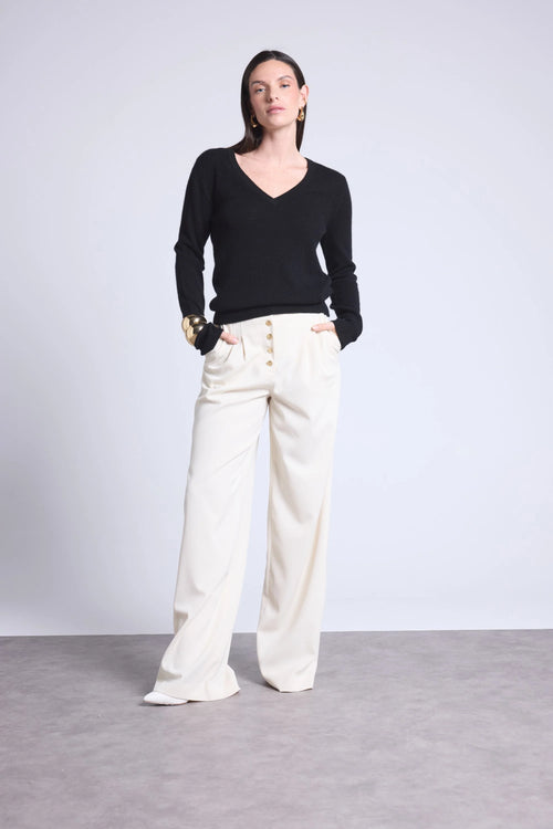 Pull Col V Luna - Noir - Femme