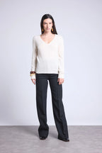 Luna V-Neck Jumper - White - Women