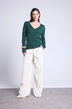 Luna V-Neck Jumper - Bottle Green - Women