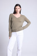 Pull Col V Luna - Vert Khaki - Femme