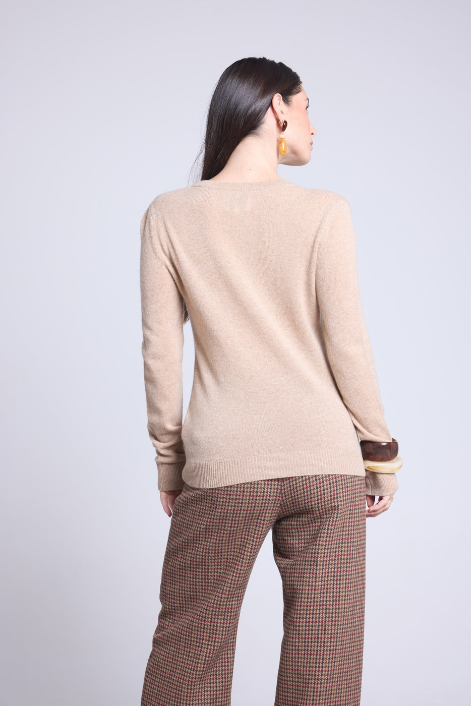 Pull Col V Luna - Beige Creme - Femme
