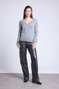 Maglione con scollo a V Luna - Grigio scuro - Donna - 100% Cashmere