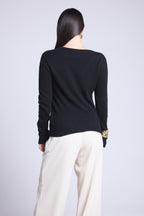 Pull Col V Luna - Noir - Femme
