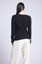 Pull Col V Luna - Noir - Femme