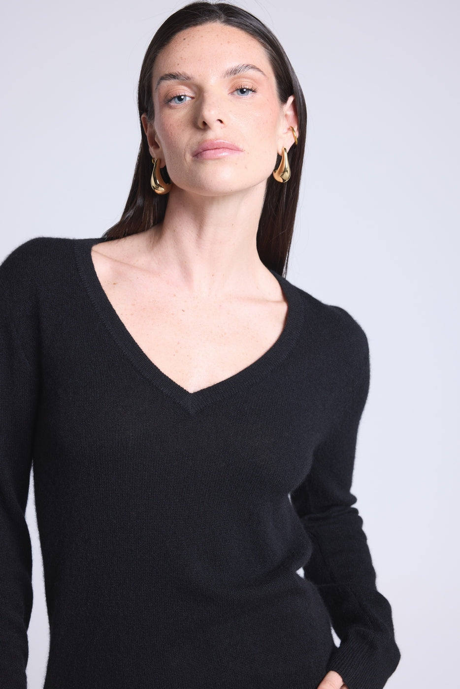 Pull Col V Luna - Noir - Femme