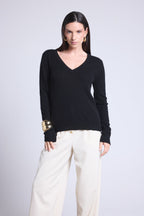 Pull Col V Luna - Noir - Femme