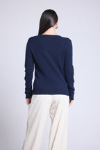 Pull Col V Luna - Bleu Marine - Femme