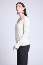 Luna V-Neck Jumper - White - Women