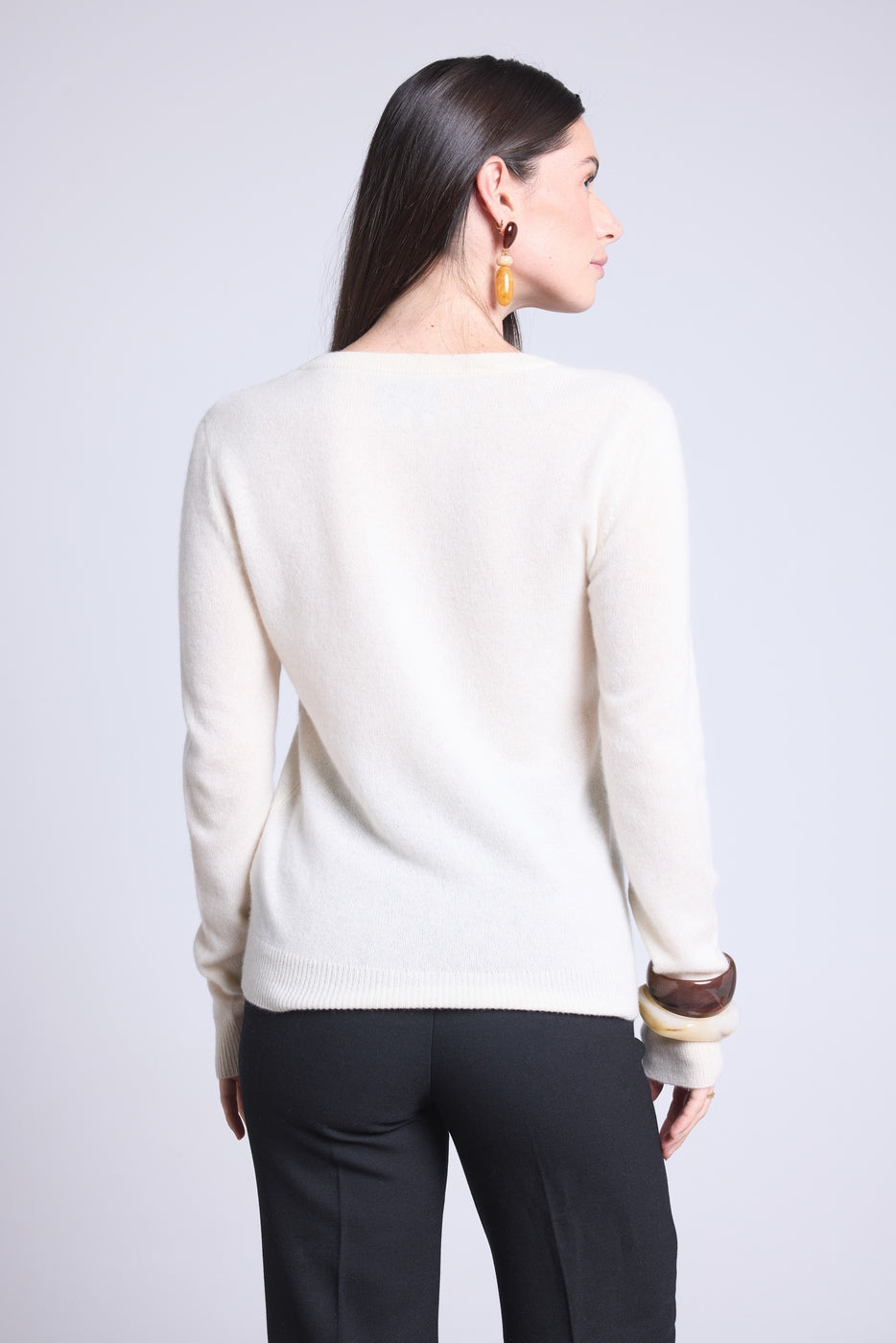 Luna V-Neck Jumper - White - Women