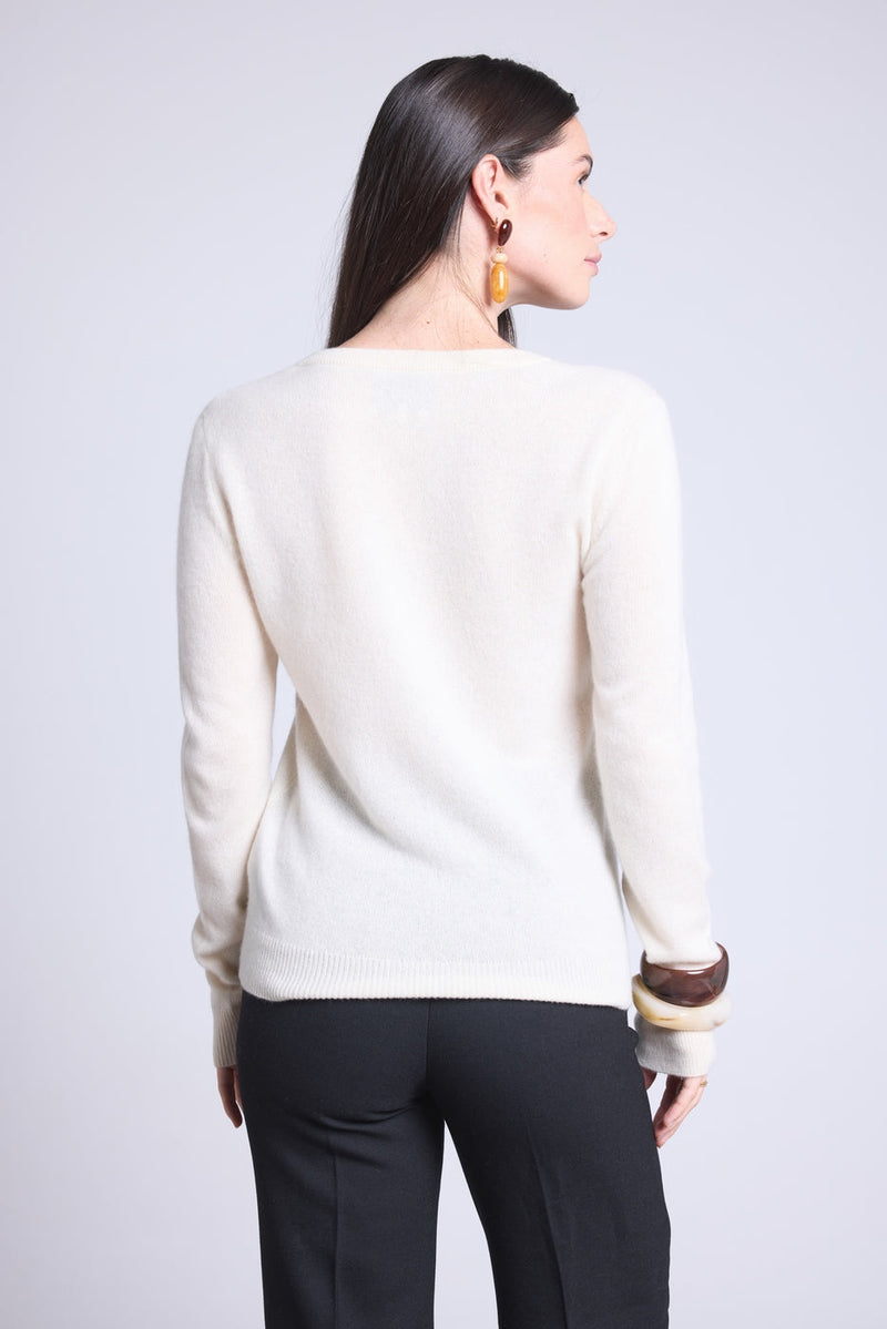 Pull Col V Luna - Blanc - Femme