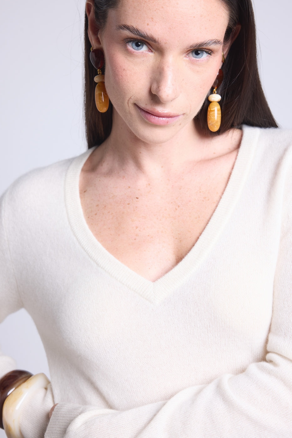 Luna V-Neck Jumper - White - Women