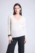 Luna V-Neck Jumper - White - Women