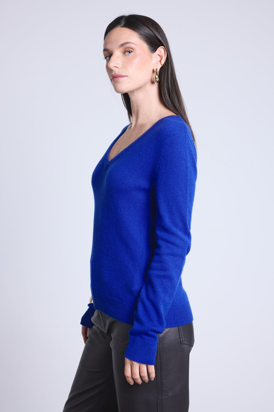 Pull Col V Luna - Bleu Roi - Femme