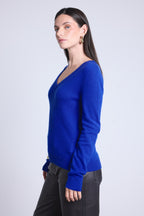 Pull Col V Luna - Bleu Roi - Femme
