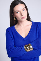 Pull Col V Luna - Bleu Roi - Femme