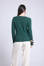 Luna V-Neck Jumper - Bottle Green - Women