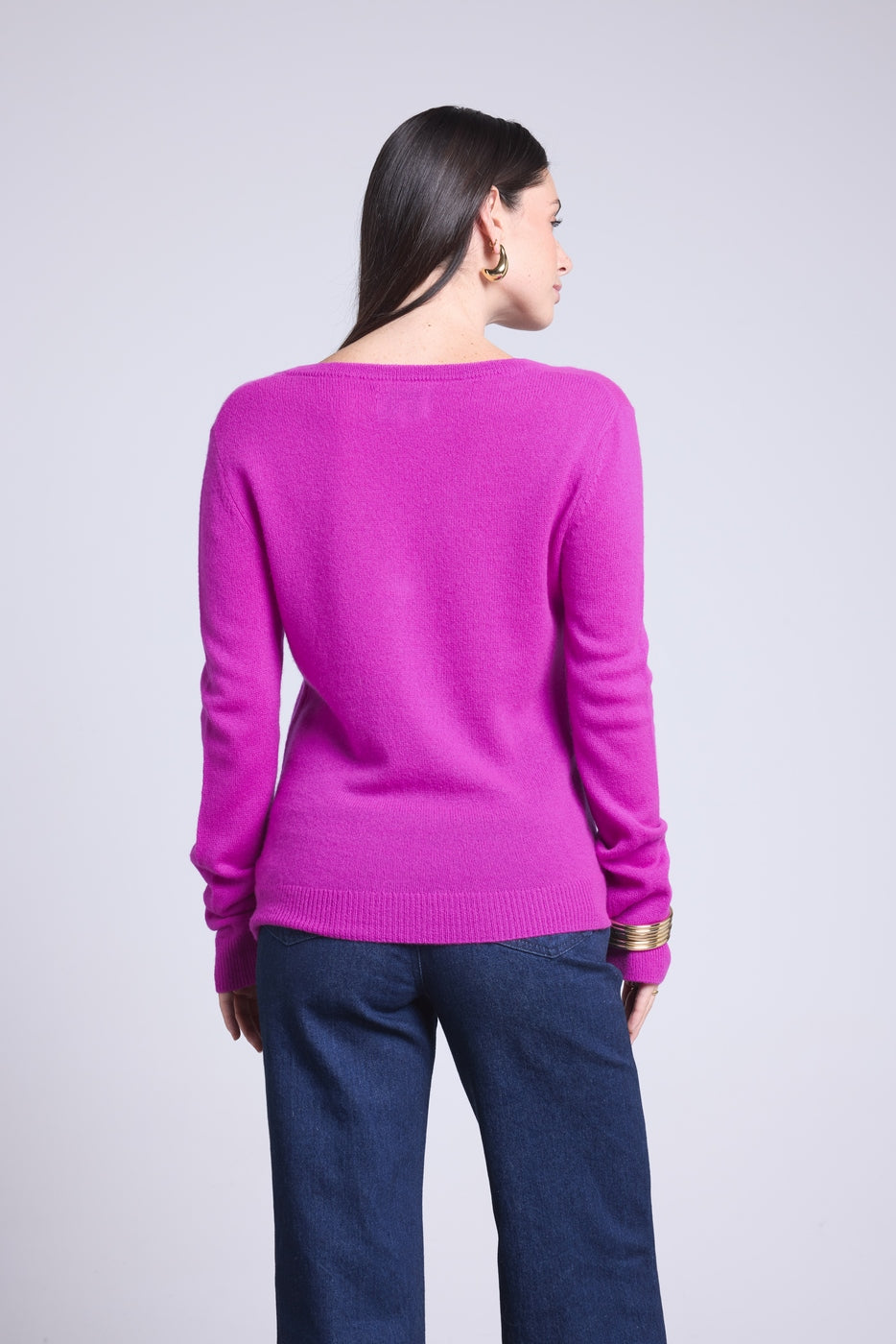 Pull Col V Luna - Violet Fluo - Femme