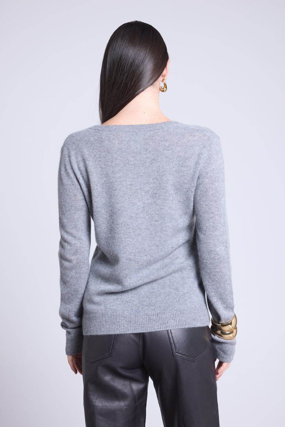 Maglione con scollo a V Luna - Grigio scuro - Donna - 100% Cashmere