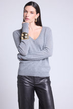 Maglione con scollo a V Luna - Grigio scuro - Donna - 100% Cashmere