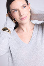 Pull Col V Luna - Gris Clair - Femme