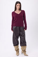 Pull Col V Luna - Lie-De-Vin - Femme