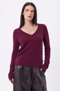 Pull Col V Luna - Lie-De-Vin - Femme