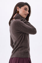 Jersey de cuello en V Luna - Marrón mezclado - Mujer
