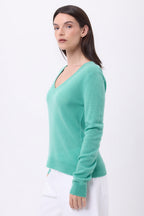 Jersey de cuello en V Luna - Verde pastel - Mujer