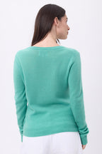 Jersey de cuello en V Luna - Verde pastel - Mujer