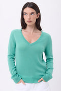 Jersey de cuello en V Luna - Verde pastel - Mujer