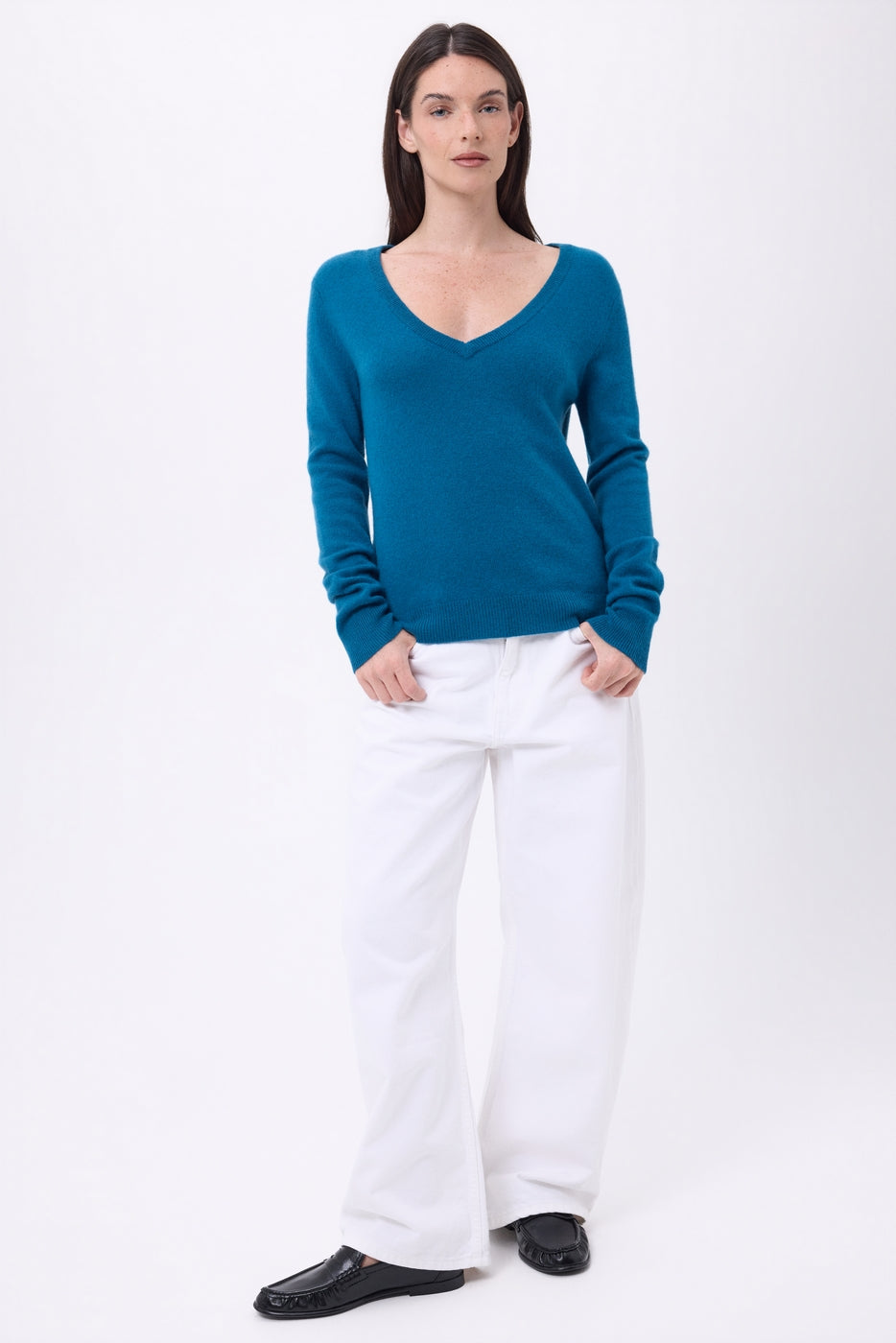 Luna V-Neck Jumper - Peacock Blue - Women