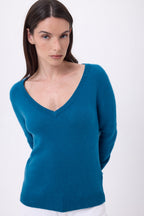 Luna V-Neck Jumper - Peacock Blue - Women