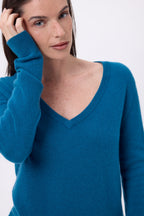 Luna V-Neck Jumper - Peacock Blue - Women