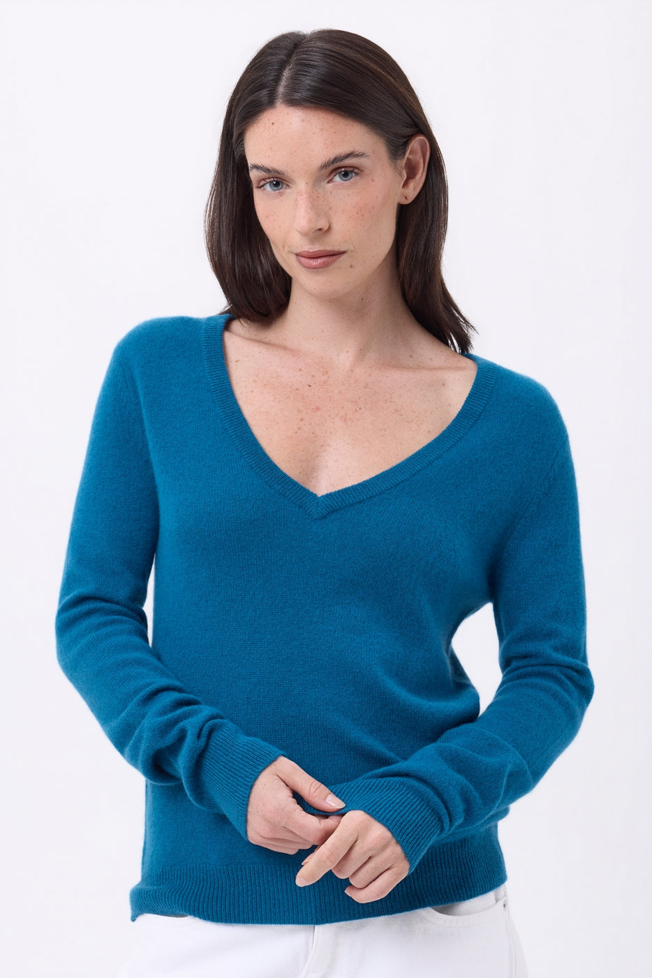 Luna V-Neck Jumper - Peacock Blue - Women