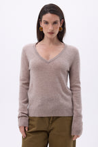 Luna V-Neck Jumper - Hazelnut - Women