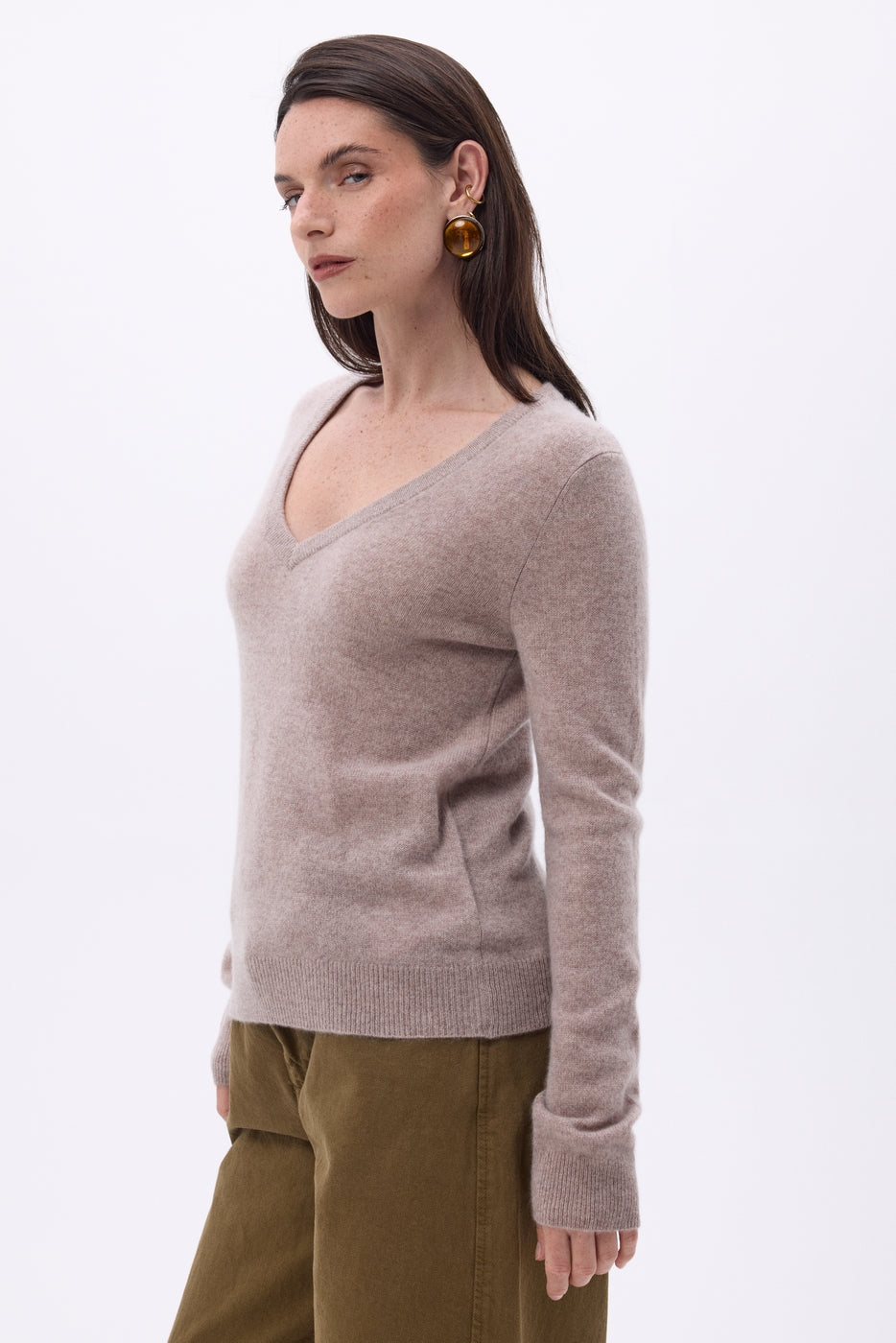 Luna V-Neck Jumper - Hazelnut - Women