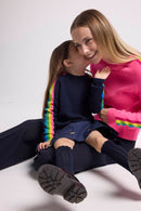 Pull Col Rond Manches Arc En Ciel Luz - Bleu Marine