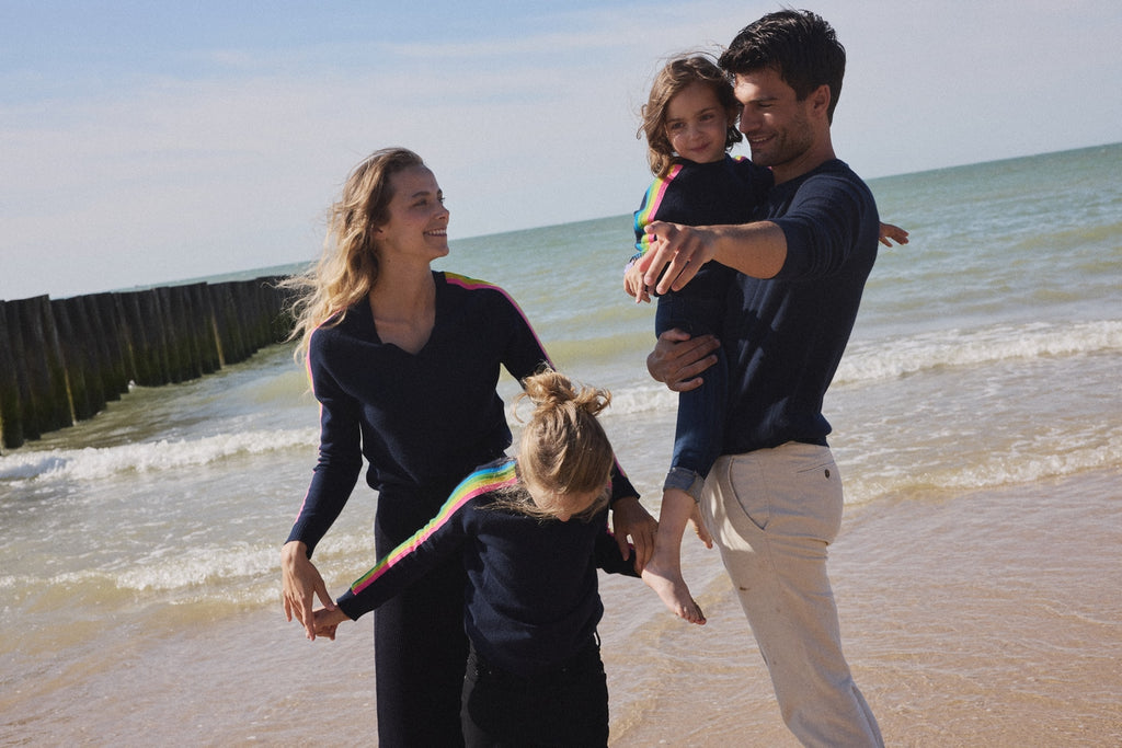 Maglione Girocollo Maniche Arcobaleno Luz - Blu Navy