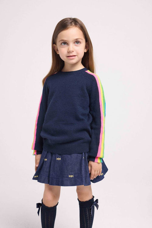 Pull Col Rond Manches Arc En Ciel Luz - Bleu Marine