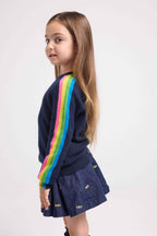 Maglione Girocollo Maniche Arcobaleno Luz - Blu Navy