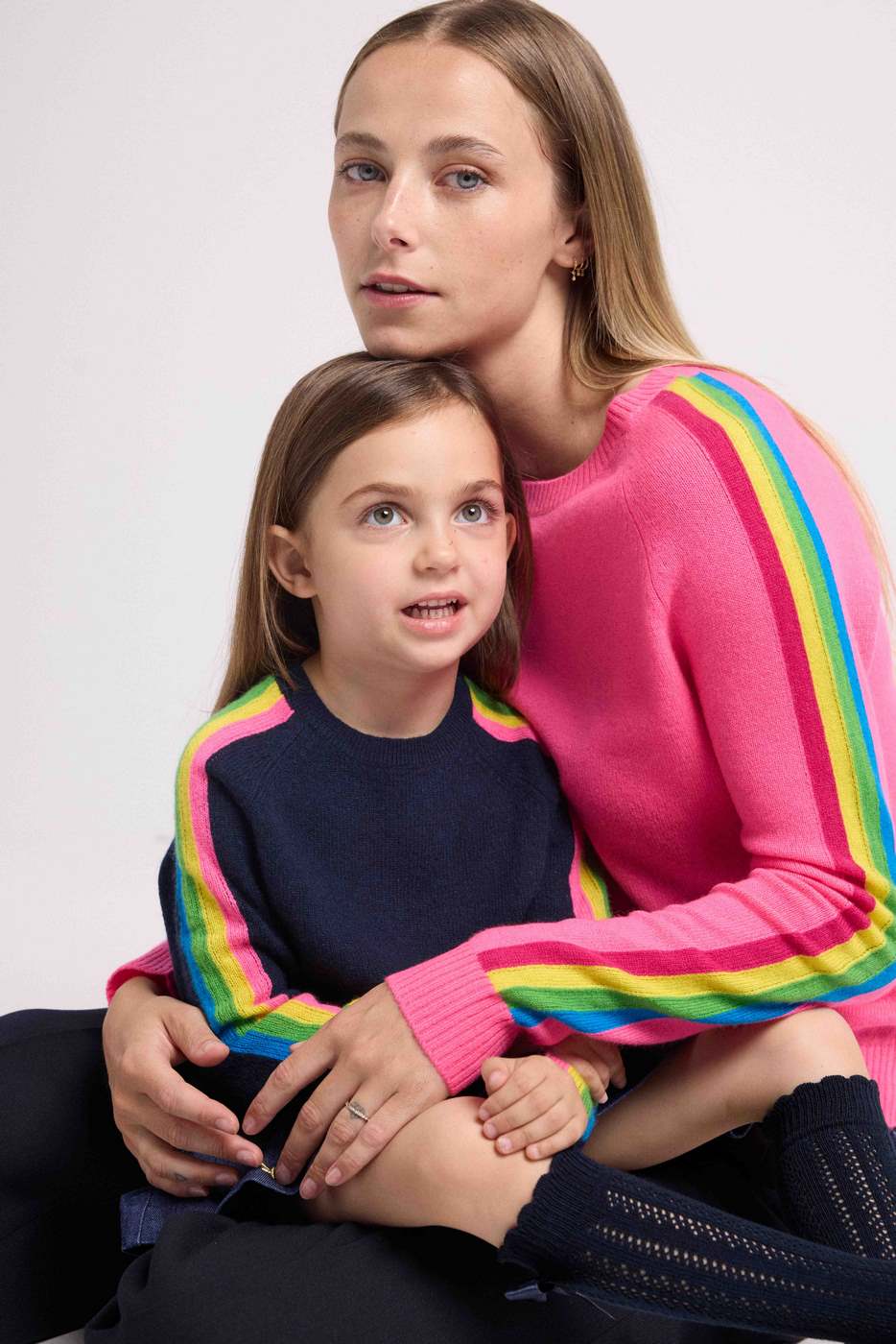 Maglione Girocollo Maniche Arcobaleno Luz - Blu Navy