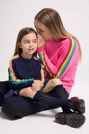 Pull Col Rond Manches Arc En Ciel Luz - Bleu Marine