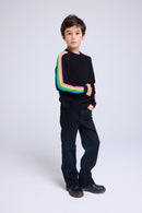 Pull Col Rond Manches Arc En Ciel Luz - Noir