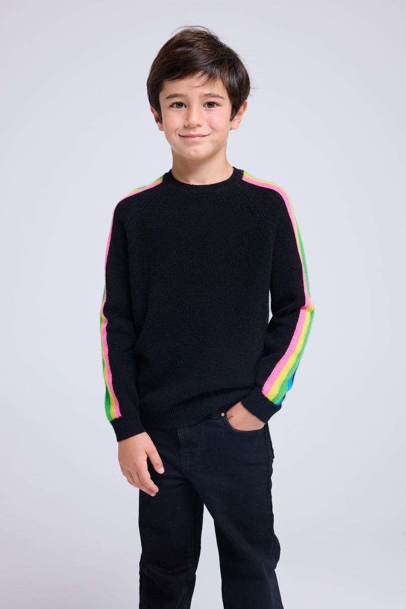 Pull Col Rond Manches Arc En Ciel Luz - Noir