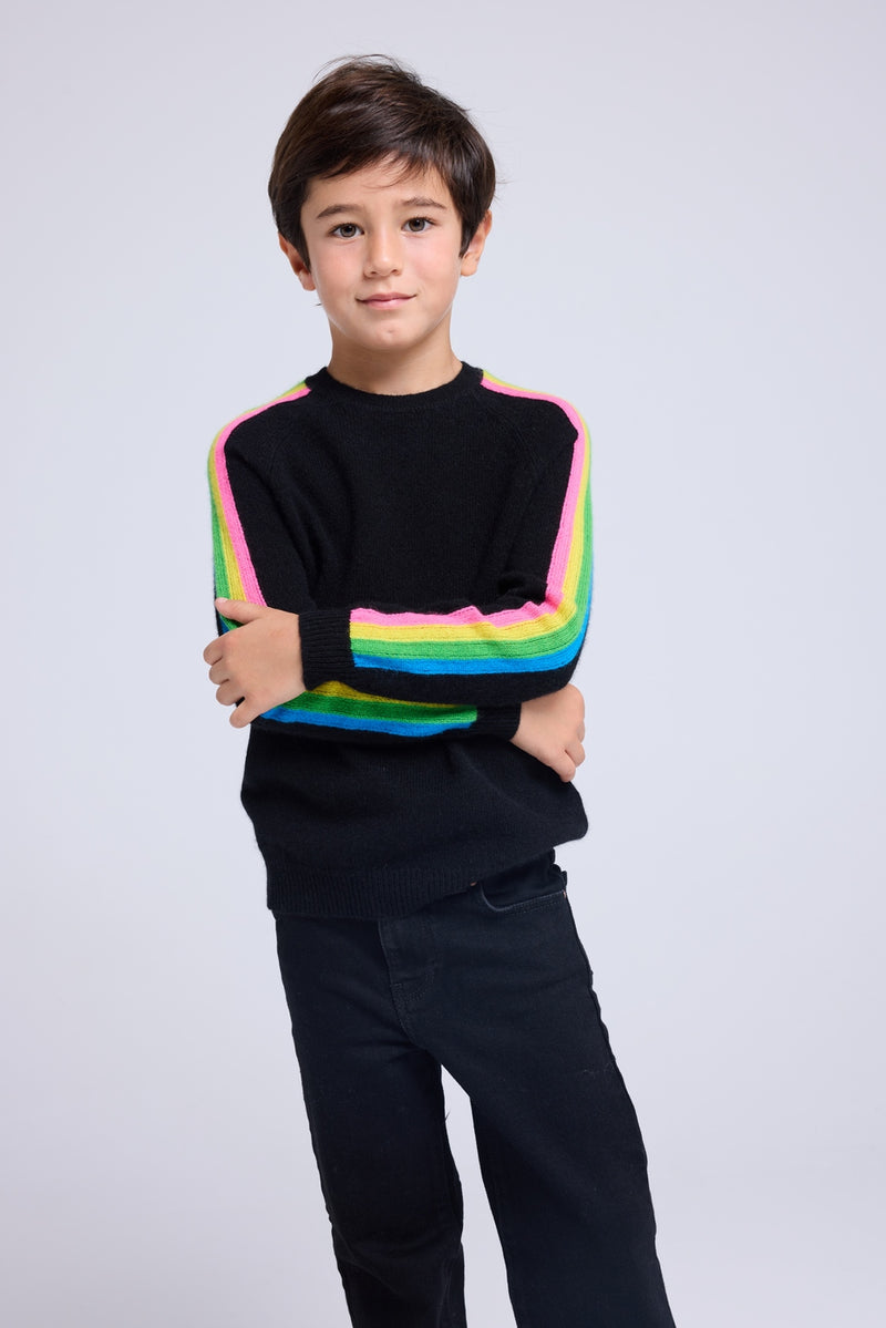 Pull Col Rond Manches Arc En Ciel Luz - Noir