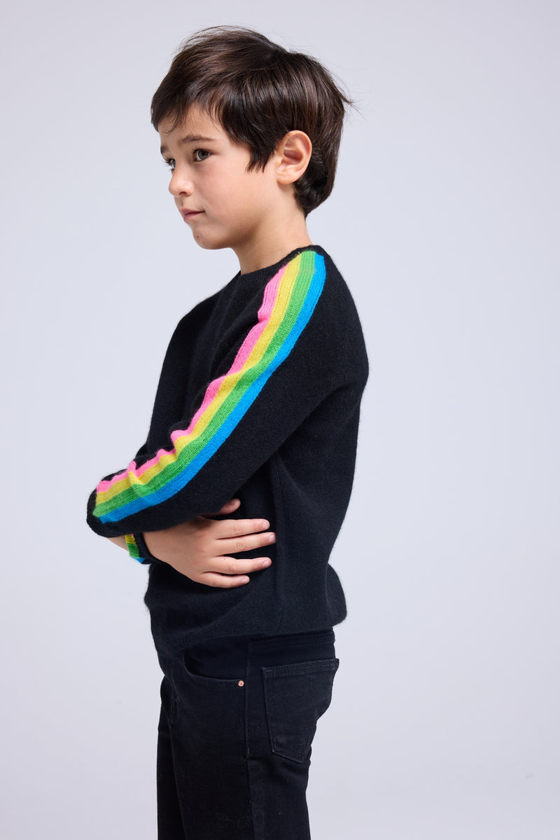 Pull Col Rond Manches Arc En Ciel Luz - Noir