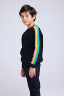 Pull Col Rond Manches Arc En Ciel Luz - Noir